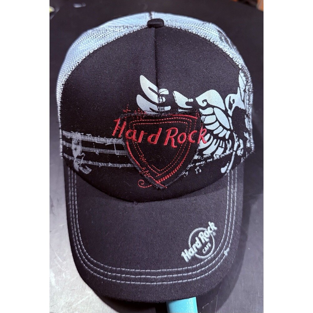 Hard Rock Cafe New York Black & Gray Cotton Cap Distressed Look